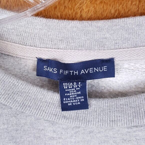 SAKS FIFTH AVE Sweatshirt Womens Medium Heathered Gray Pullover Crew Comfort - Picture 2 of 7